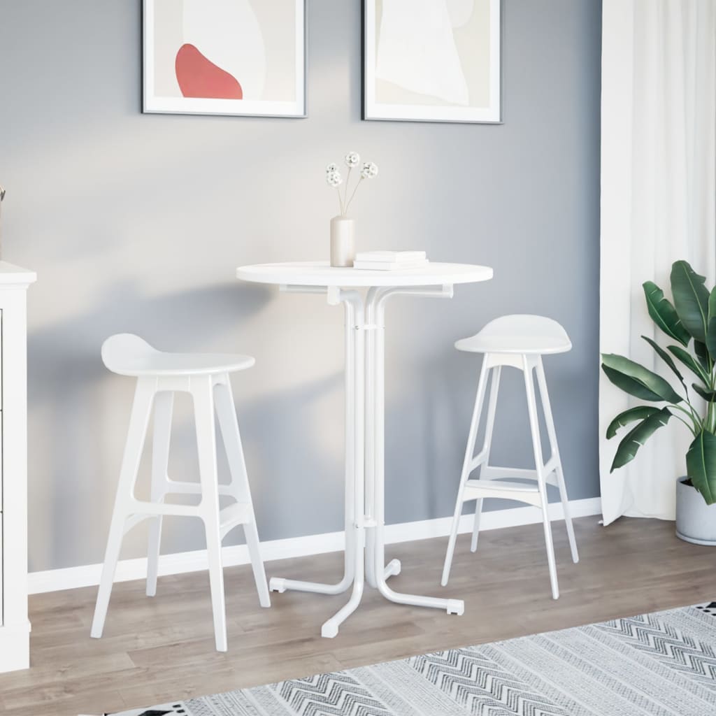 vidaXL Ruokapöytä valkoinen Ø80x110 cm tekninen puu ja teräs