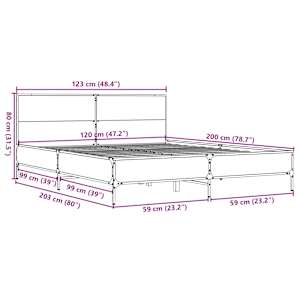 Rám postele kouřový dub 120 x 200 cm kompozitní dřevo a kov - obrázek 9