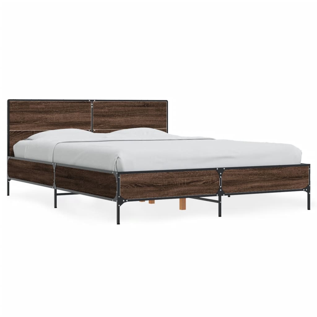 Thumbnail - vidaXL Bettgestell Braun Eichen-Optik 120x200 cm Holzwerkstoff Metall