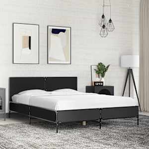 Posteljni okvir črn 140x200 cm inženirski les in kovina