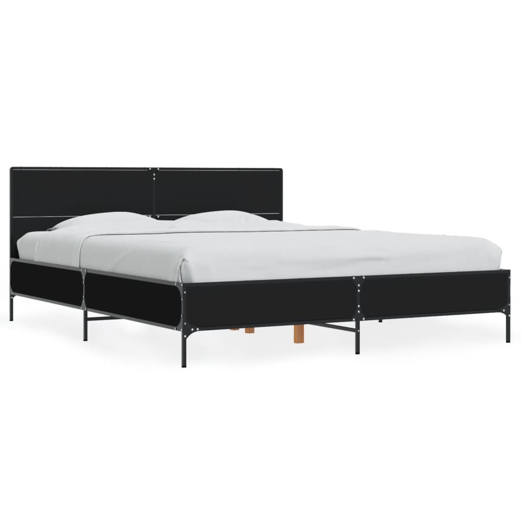 E-shop vidaXL Posteľný rám čierny 150x200 cm kompozitné drevo a kov