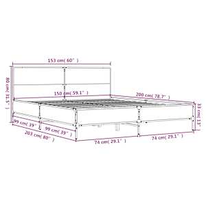 Rám postele černý 150 x 200 cm kompozitní dřevo a kov - obrázek 9