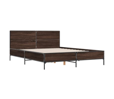 vidaXL Bettgestell Braun Eichen-Optik 150x200 cm Holzwerkstoff Metall