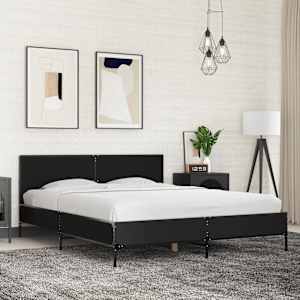 Posteljni okvir črn 160x200 cm inženirski les in kovina