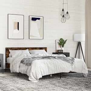 Posteljni okvir dimljeni hrast 160x200 cm inž. les in kovina