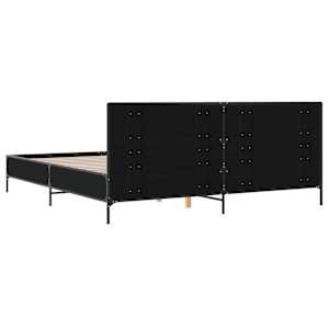 Rám postele černý 200 x 200 cm kompozitní dřevo a kov - obrázek 6