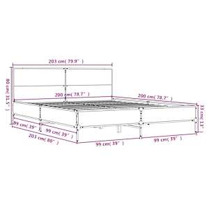 Rám postele dub sonoma 200 x 200 cm kompozitní dřevo a kov - obrázek 9