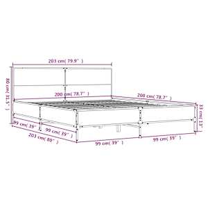 Rám postele kouřový dub 200 x 200 cm kompozitní dřevo a kov - obrázek 9