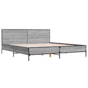 Rám postele šedý sonoma 200 x 200 cm kompozitní dřevo a kov - obrázek 3