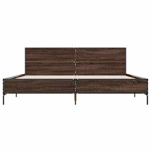 Rám postele hnědý dub 200 x 200 cm kompozitní dřevo a kov - obrázek 4