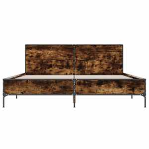 Rám postele kouřový dub 135 x 190 cm kompozitní dřevo a kov - obrázek 4