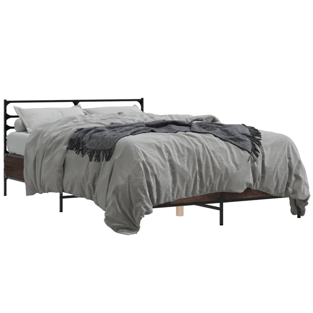 E-shop vidaXL Posteľný rám hnedý dub 120x200 cm kompozitné drevo a kov
