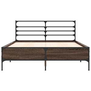 Rám postele hnědý dub 120 x 200 cm kompozitní dřevo a kov - obrázek 4
