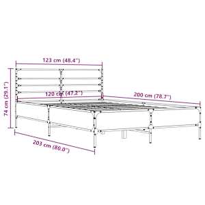 Rám postele hnědý dub 120 x 200 cm kompozitní dřevo a kov - obrázek 9