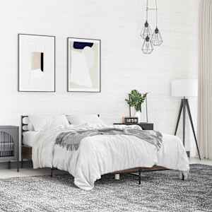 Posteljni okvir rjav hrast 120x200 cm inženirski les in kovina