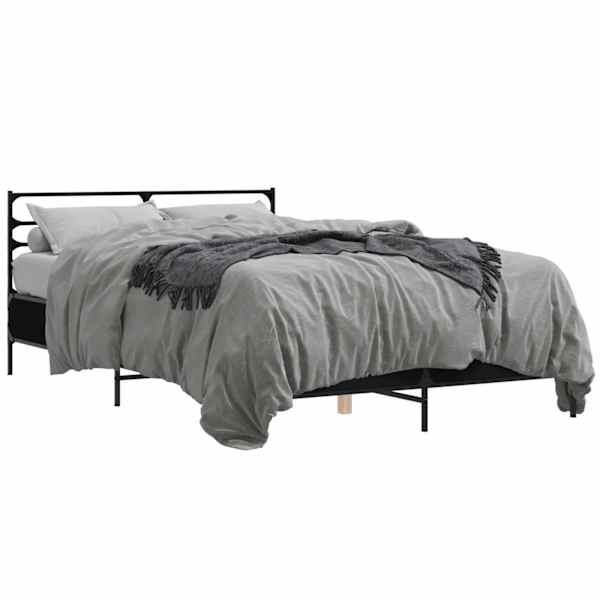 vidaXL voodiraam, must, 140 x 200 cm, tehispuit ja metall