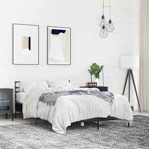 Posteljni okvir črn 140x200 cm inženirski les in kovina