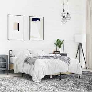 Posteljni okvir sonoma hrast 140x200 cm inž. les in kovina