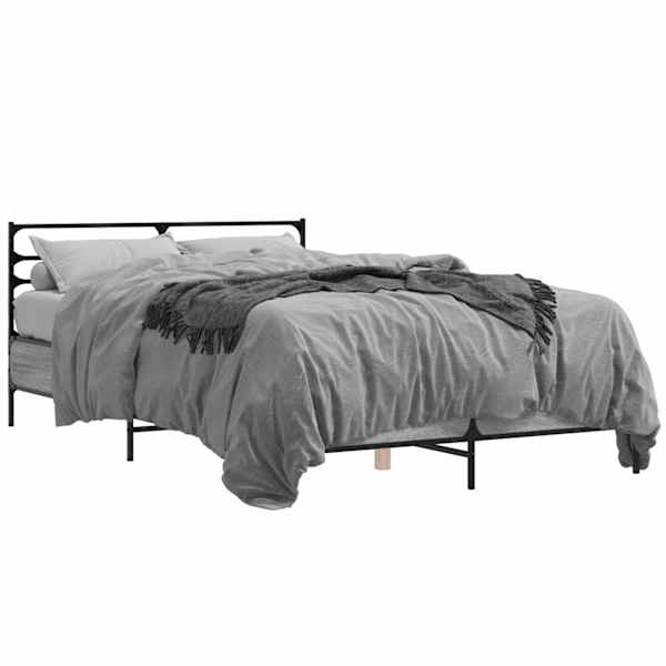 vidaXL voodiraam, hall Sonoma tamm, 140 x 200 cm, tehispuit ja metall