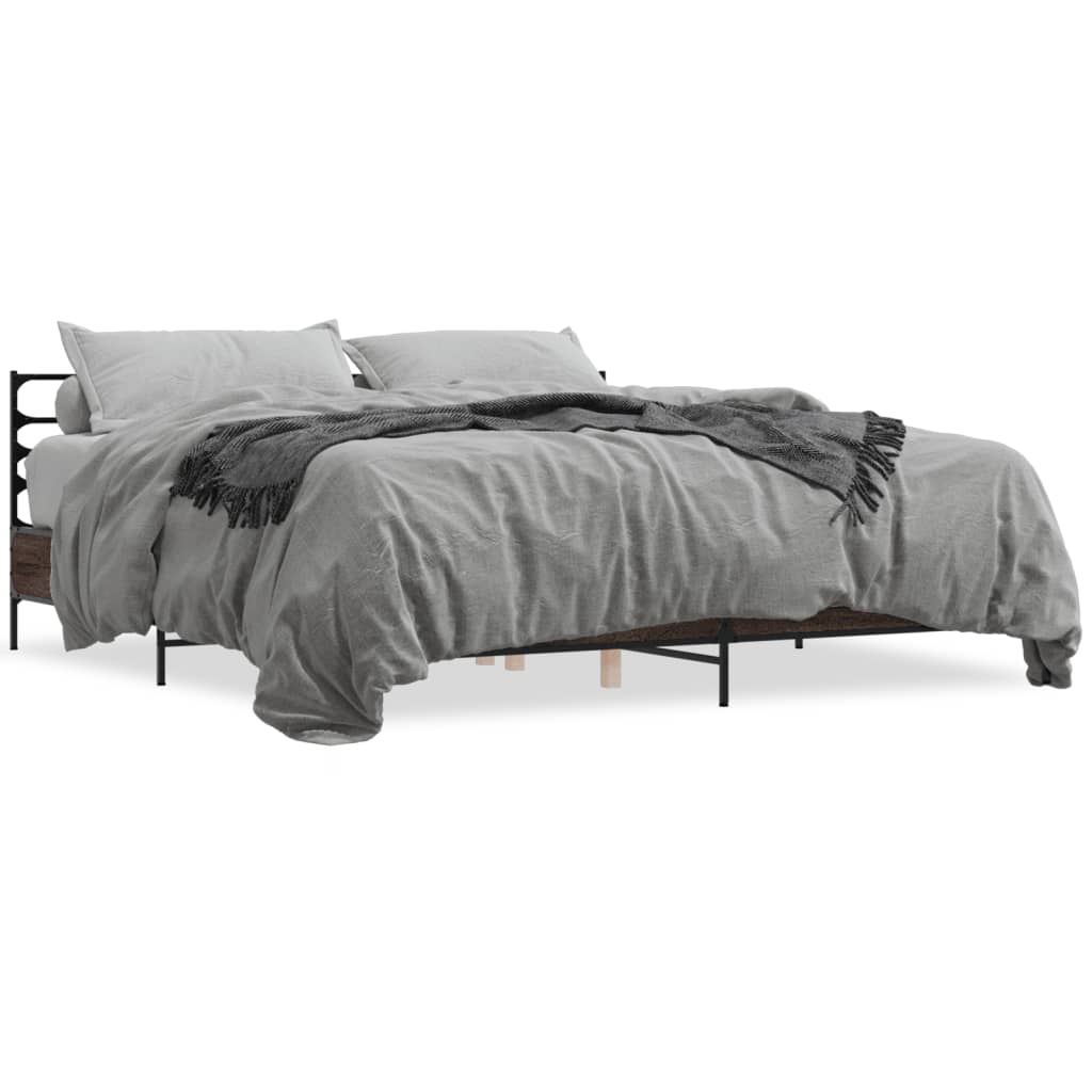 E-shop vidaXL Posteľný rám hnedý dub 180x200 cm kompozitné drevo a kov