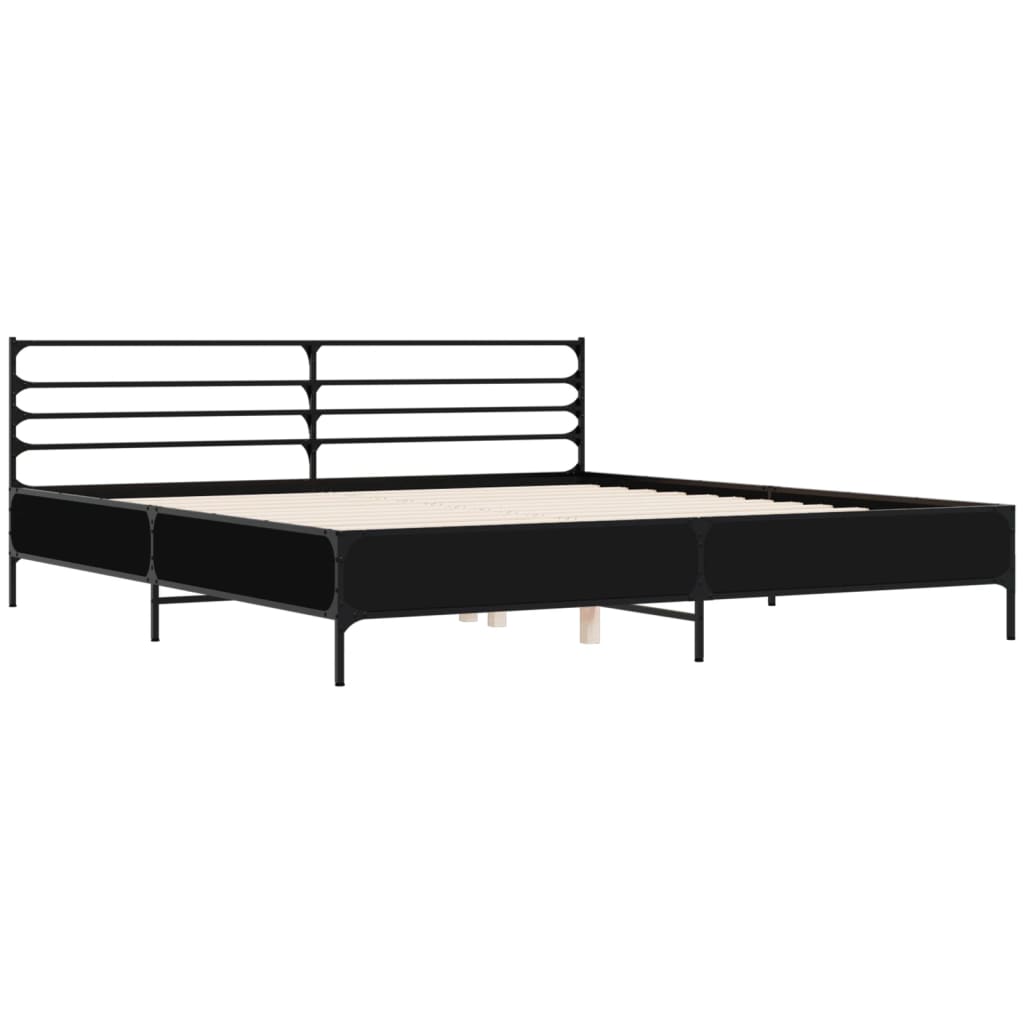 vidaXL Bedframe bewerkt hout metaal zwart 200x200 cm afbeelding