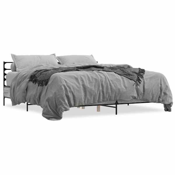 vidaXL voodiraam, hall Sonoma tamm, 200x200 cm, tehispuit ja metall