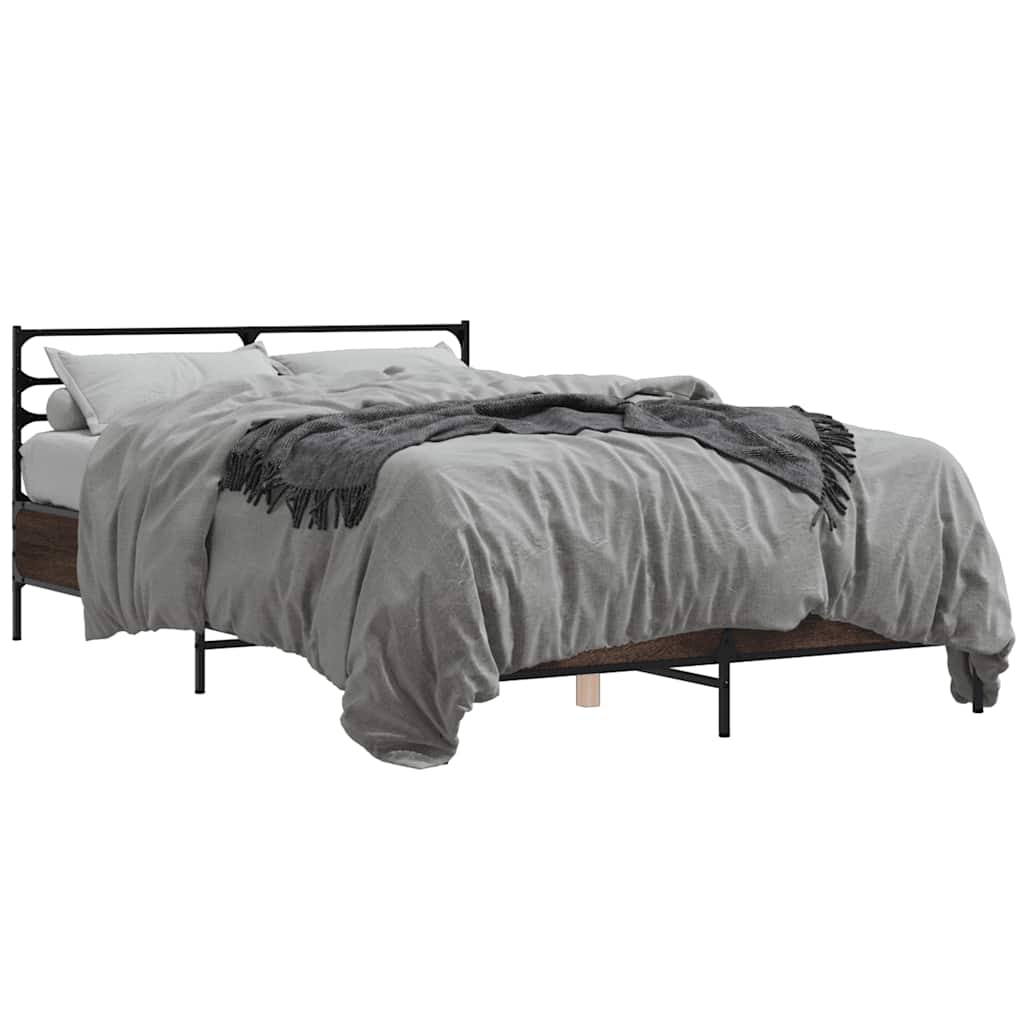 vidaXL Rám postele hnědý dub 120 x 190 cm kompozitní dřevo a kov