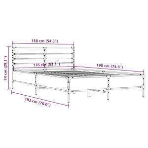 Rám postele dub sonoma 135 x 190 cm kompozitní dřevo a kov - obrázek 9