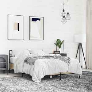 Posteljni okvir sonoma hrast 140x190 cm inž. les in kovina