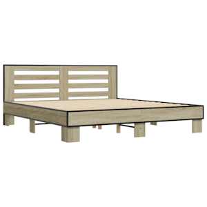 Rám postele dub sonoma 200 x 200 cm kompozitní dřevo a kov - obrázek 3