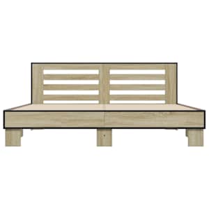 Rám postele dub sonoma 200 x 200 cm kompozitní dřevo a kov - obrázek 4