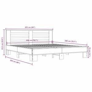 Rám postele dub sonoma 200 x 200 cm kompozitní dřevo a kov - obrázek 9