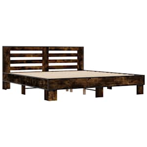 Rám postele kouřový dub 200 x 200 cm kompozitní dřevo a kov - obrázek 3