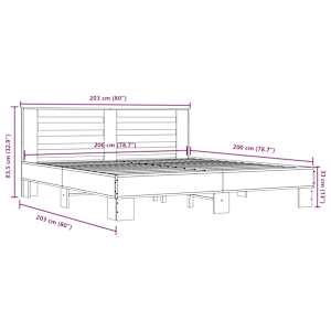 Rám postele kouřový dub 200 x 200 cm kompozitní dřevo a kov - obrázek 9