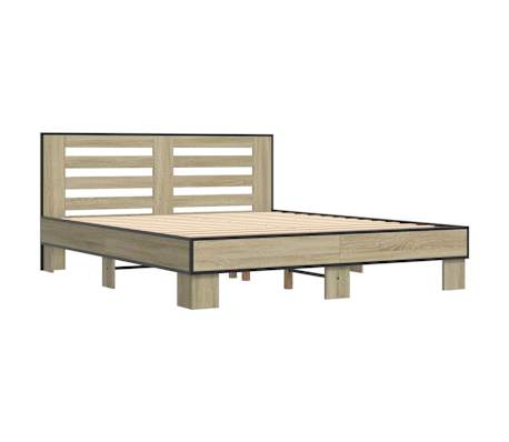 vidaXL Okvir za krevet boja hrasta 150x200cm konstruirano drvo i metal