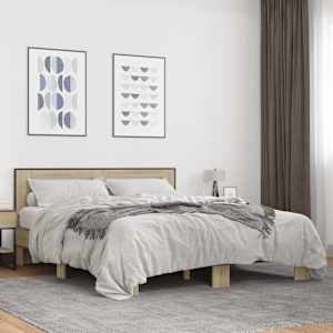Rám postele dub sonoma 150 x 200 cm kompozitní dřevo a kov - obrázek 1