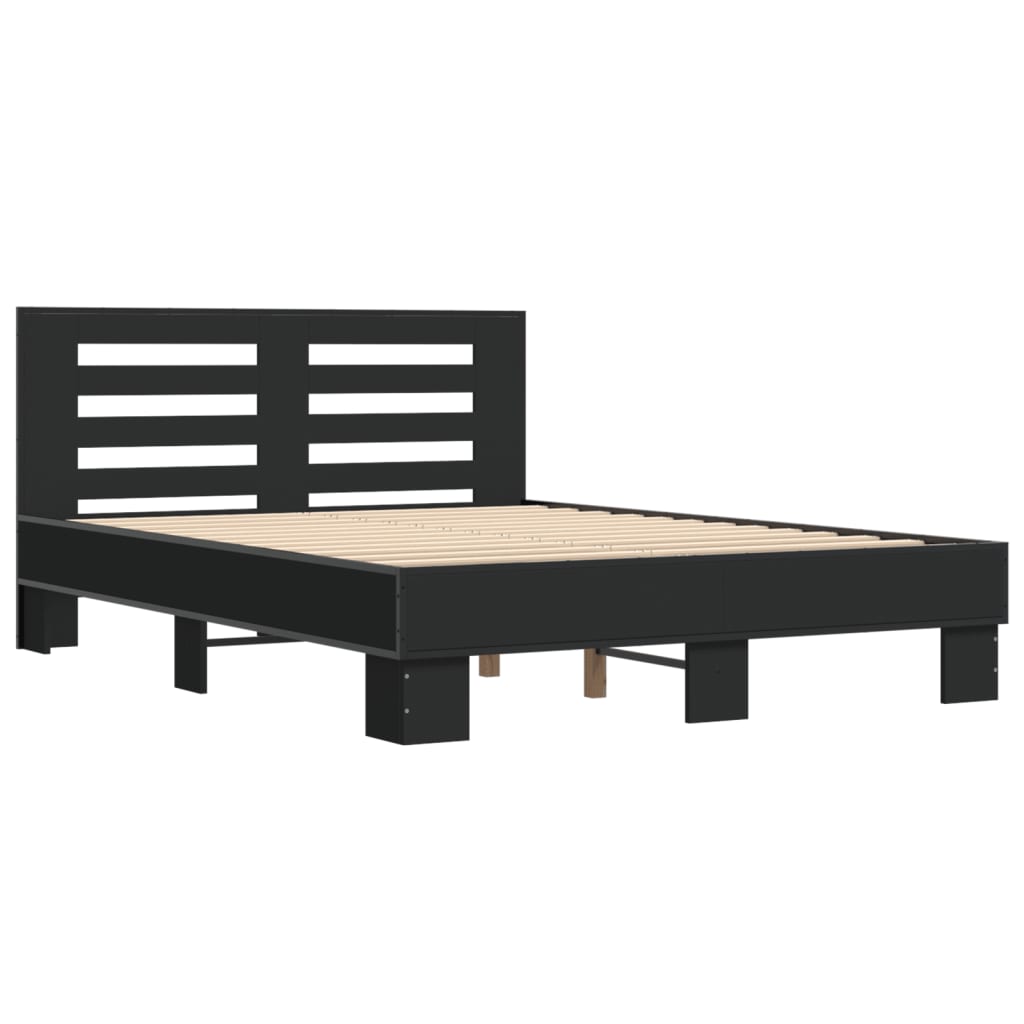 vidaXL Bedframe bewerkt hout metaal zwart 120x200 cm afbeelding