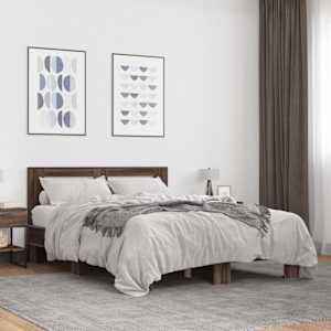 Rám postele hnědý dub 120 x 200 cm kompozitní dřevo a kov - obrázek 1