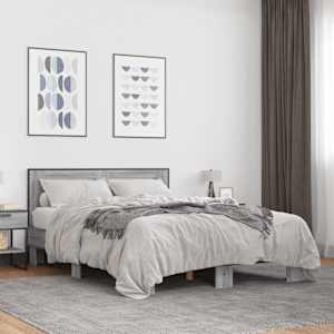 Rám postele šedý sonoma 120 x 190 cm kompozitní dřevo a kov - obrázek 1