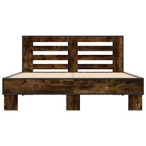 Rám postele kouřový dub 135 x 190 cm kompozitní dřevo a kov - obrázek 4