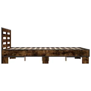 Rám postele kouřový dub 135 x 190 cm kompozitní dřevo a kov - obrázek 5