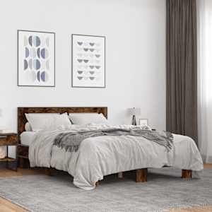 Rám postele kouřový dub 135 x 190 cm kompozitní dřevo a kov - obrázek 1