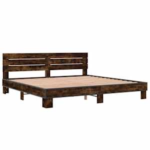 Rám postele kouřový dub 200 x 200 cm kompozitní dřevo a kov - obrázek 3