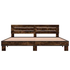 Rám postele kouřový dub 200 x 200 cm kompozitní dřevo a kov - obrázek 4