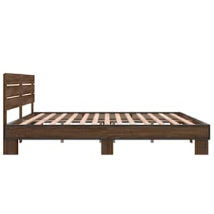 Rám postele hnědý dub 200 x 200 cm kompozitní dřevo a kov - obrázek 5