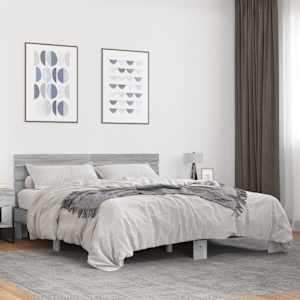 Rám postele šedý sonoma 150 x 200 cm kompozitní dřevo a kov - obrázek 1
