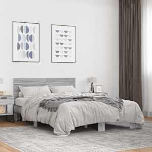 Rám postele šedý sonoma 135 x 190 cm kompozitní dřevo a kov - obrázek 1