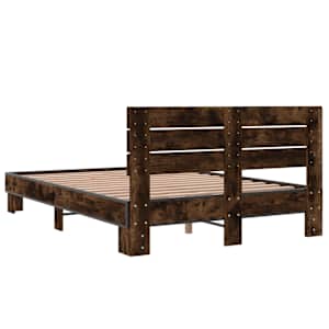 Rám postele kouřový dub 140 x 190 cm kompozitní dřevo a kov - obrázek 6