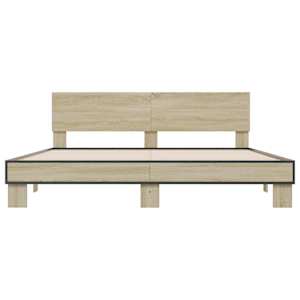 Rám postele dub sonoma 200 x 200 cm kompozitní dřevo a kov - obrázek 4
