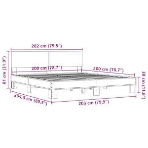 Rám postele kouřový dub 200 x 200 cm kompozitní dřevo a kov - obrázek 9